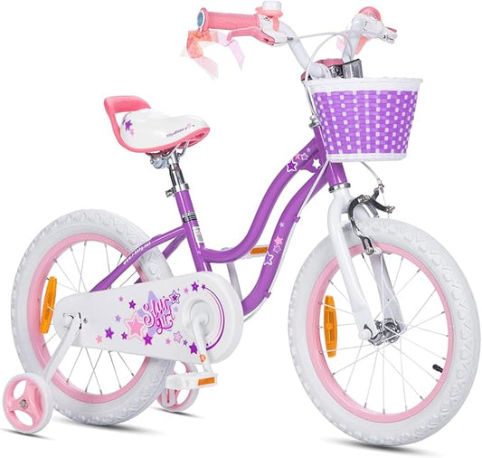 RoyalBaby Girls Bike EZ Bike Stargirl Training Free Balance to Pedal Easy Learning Bicycle, 12-20 Inch for Toddlers & Big Kids.