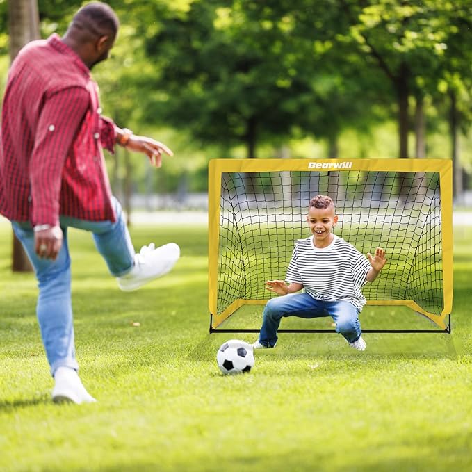 Soccer Goal, Kids Soccer Goals for Backyard Set of 2, 4x3ft Portable Soccer Goal Pop Up Soccer Net, Kids Soccer Net Training Equipment with Soccer Ball, Ladder, Cones, Targets