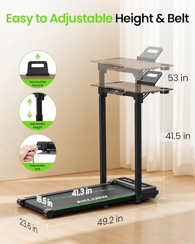 Walking Pad Treadmill, 330lbs Capacity, Compact Walking Pad, 2.5HP Desk Treadmills, 45dB Silent Operation, Foldable Treadmill with Remote Control, for Home Office
