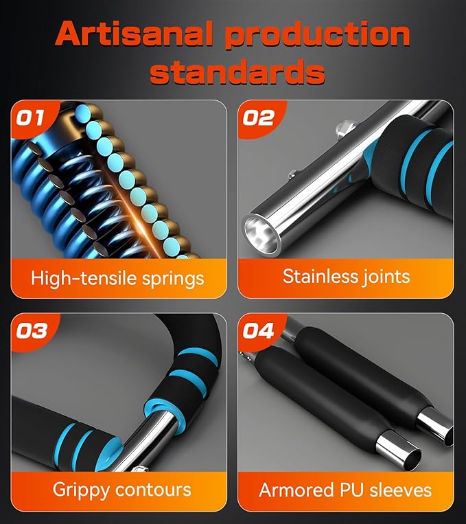 Twister Arm Trainer, 40-120lb Adjustable Resistance Forearm Power Exercise Bar, Chest Workout Equipment, Portable Detachable Chest Exerciser for Men&Women