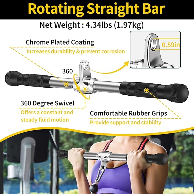 Cable Machine Attachment, LAT Pulldown Attachments, Home Gym Accessories, Triceps Pull Down Attachment