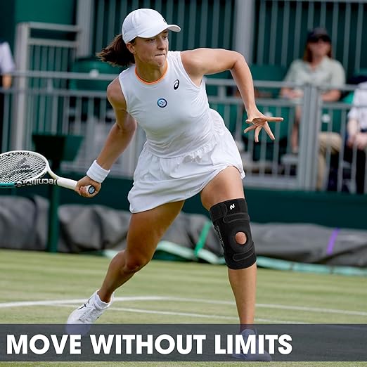 NEENCA ELITE Knee Brace for Men & Women - Open-Back Knee Support with Side Stabilizers & Patella Support for Meniscus Tear, Arthritis Pain, Injury Recovery, Running, Sports (Black, X-Large)