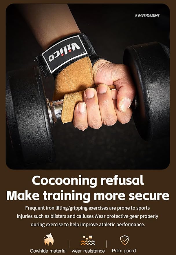 Leather Weight Lifting Gloves Wrist Straps for Weightlifting, Adjustable Weight Lifting Straps Cobra Grips, Gym Strap Gym Gloves for Men Women