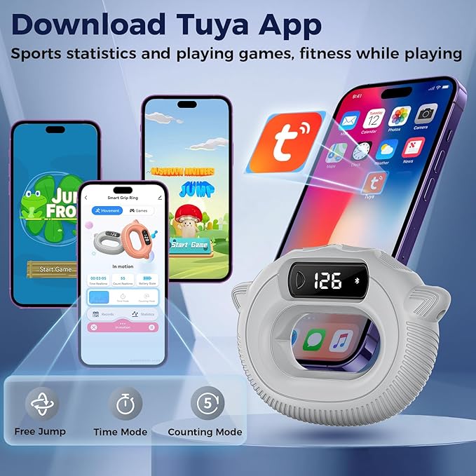 Smart Hand Grip Strengthener for Exercise and Fun, Gorifei Grip Strengthener with Comfortable and Soft Silicone Material, Suitable for Grip Strength Training, 5 Games Available and Control Shorts Browsing&Photos Taking on Phone