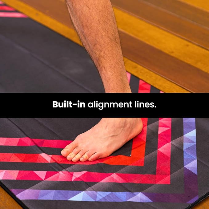 Yoga Drip Yoga Towel - Non Slip Hot Yoga Mat Towel With Corner Pockets, No-Skid Grip, and Built-in Alignment Lines | Soft, Moisture Wicking, and Sweat Absorbent | No Bunching, Stays in Place 72" x 25"