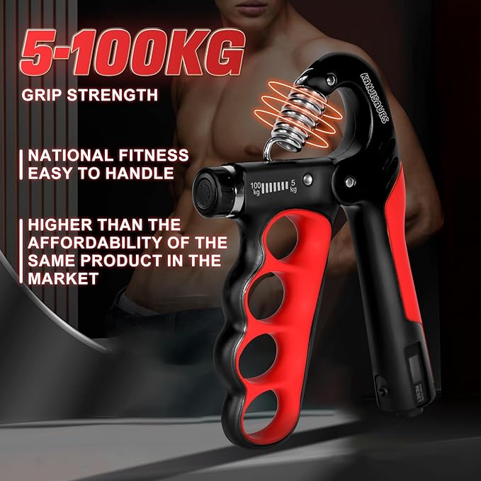 Grip Strength Trainer,Adjustable Resistance Forearm Strengthener,Five Fingers Hand Grips Strengthener with Digital Counter, Handgrip Strength Trainer, Hand Workout Grip