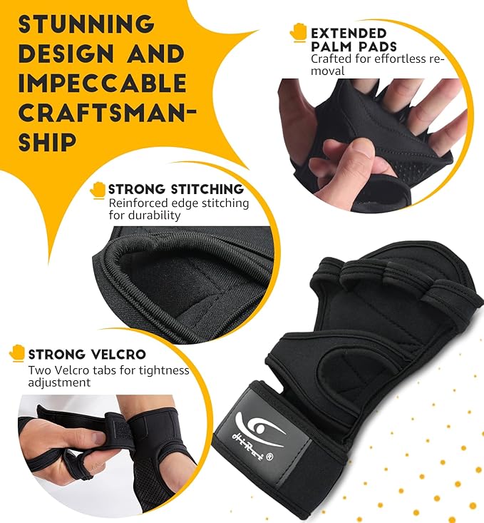 HiRui Ventilated Workout Gloves for Men Women, Built-in Wrist Wraps and Non-Slip Palm Silicone to Avoid Calluses, Exercise Gym Gloves for Training Powerlifting Weightlifting, Size : X-Large