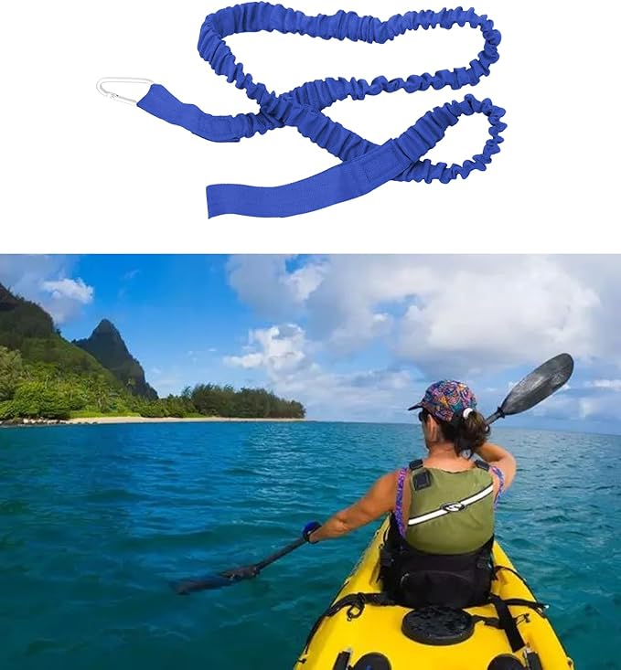 55 Inch(140cm) Stretchable Kayak Paddle Leash, Kayak Rod Leash, Stretchable Coiled Lanyard Leash Kayak Accessories, Paddle Holder Tool Lanyard for Kayak and SUP Paddles