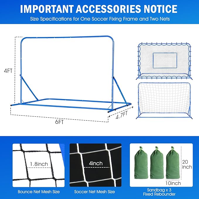 Dual-Mode Soccer Goal Net & Soccer Rebounder Net,Premium Durability for Intense Shooting Training,Quick-Switch Angle Soccer Training for Control,Passing Practice,Soccer Gifts for Kids Teen Adult