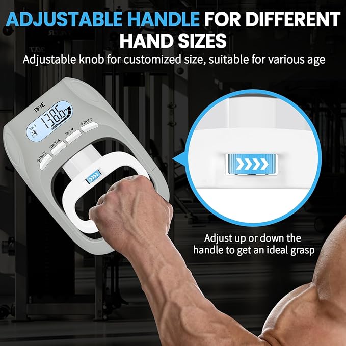 396lbs/180kg Grip Strength Tester, Hand Grip Dynamometer, Digital Grip Strength Tester with LCD Display, Adjustable Hand Grip Training Gauge, Hand Grip Testing for Sports Home School Use