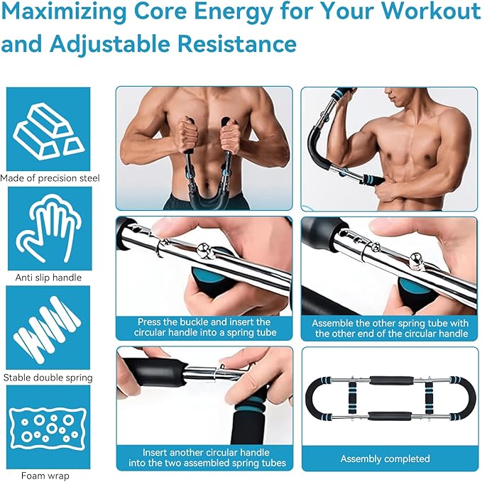 Twister Arm Trainer, Adjustable 66–110LB Arm Exerciser for Forearm, Chest & Triceps Strength, Portable Upper Body Workout Equipment for Home Gym & Office Fitness