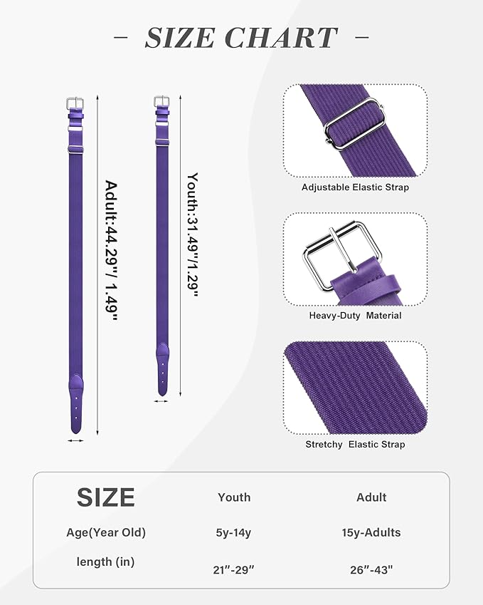 Stelle Baseball/Softball/Fastpitch Belt Girls Sports Elastic Adjustable Boys Uniform Belts Youth and Adult Sizes