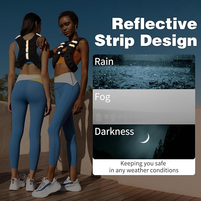 Weighted Vest for Women and Men, 10lb/12lb/16lb Weight Vest Women Man, Strength Training Weight Vests with Reflective Stripe, Exercise Equipment for Running, Training Workout, Jogging, Walking