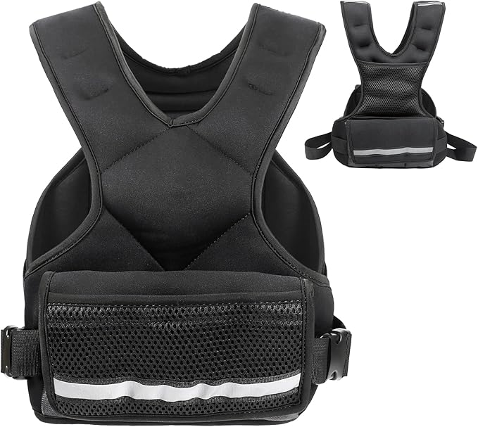 Weighted Vest Men & Women, 5lb/10 lb Adjustable Weighted Vest with Reflective Stripe, for Workout, Strength Training, Running, Fitness, Muscle Building, Weight Loss,Weightlifting