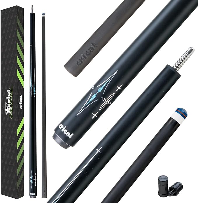 CRICAL Carbon Fiber Pool Cue Stick 58" Billiard Cue Sticks Professional Low Deflection Pool Sticks with 3/8 * 8 Pin Joint and 12.5mm Tip