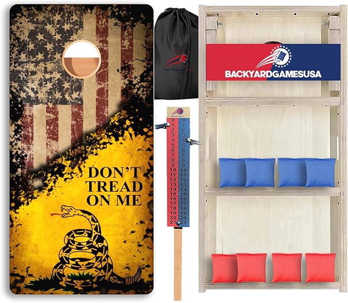CornholeGamesUSA Pro Cornhole Boards Set | Made in USA | 3/4 Baltic Birch | No Bounce | Triple Thick Legs | Two Brace & Handles, Tournament 2x4 Regulation Set with Score Tower & Cornhole Bags