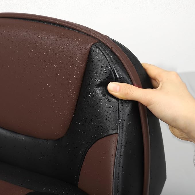 Lean Pro Casting Fishing Boat Seat High Back Bass Boat Seat, Black/Brown