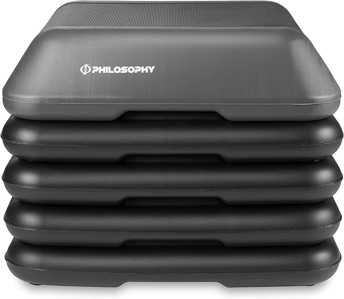 Philosophy Gym Aerobic Exercise Adjustable High Step Platform, with 4 Risers Included