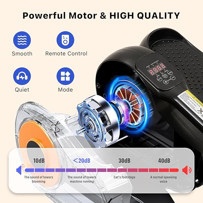 Under Desk Elliptical Machine,Electric Ellipse Leg Exerciser as See on TV with Remote Control,12 Level Speeds Seated Pedal Exerciser for Seniors Adults, Manual & Auto Mode