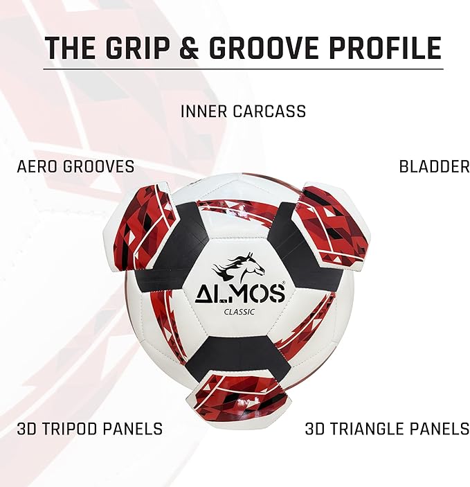 Almos Classic 32 Soccer Ball – for Club Match, Training, Match Performance, Indoor & Outdoor Soccer, Suitable for Grass & Astro | 32 Panel | for Youth & Adult Soccer Players |