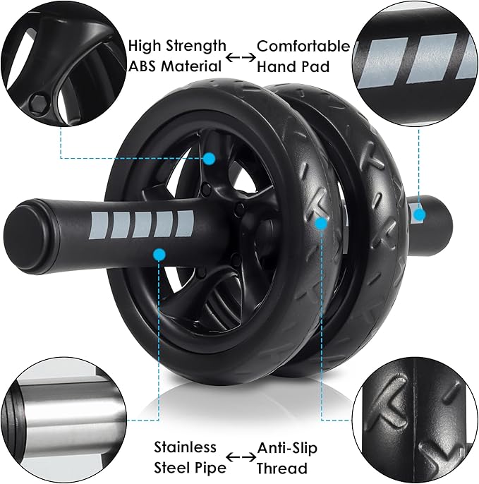 Arespark Ab Roller Wheel, Home Gym Equipment for Core Workout, No Noise Exercise Wheels with Knee Pad, Fitness Training Wheel Abs Workout Equipment for Sports