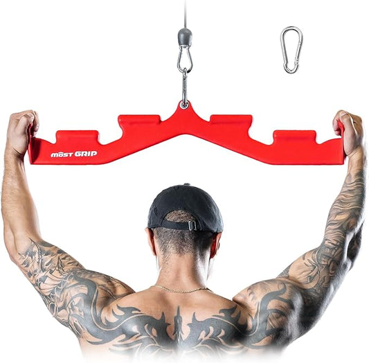 LAT Pull Down Bar with 6 Ergonomic Handles, Neutral Grip LAT Pulldown Attachments for Whole Back Training, Wide Grip LAT Pulldown Bars for Home Gym Cable