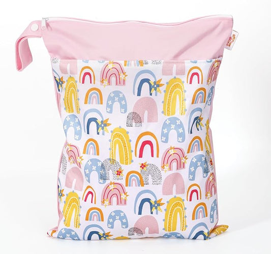 Wet Bag,Wet Dry Bag,Wet Bag for Swimsuit,With Two Zipper Wet dry Pouch,Waterproof Reusable Rainbow