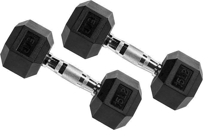 Rubber Coated Hex Dumbbell Weight Sets and Storage Rack, 100LBS Set or 150LBS Set, 5-20 lbs Pairs or 5-25 lbs Pairs