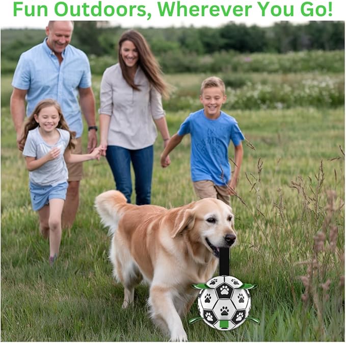 Dog Ball 8 inch - Dog Soccer Ball with Straps, Durable Dog Soccer Ball Indestructible, Perfect Soccer Ball for Dogs with Paw Print, Fun Dog Birthday Gifts - Ideal Dog Soccer Ball Toy