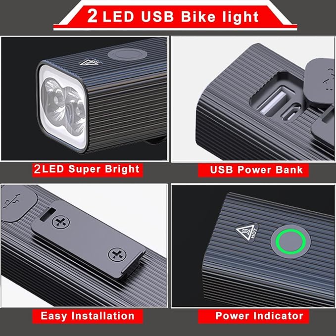 EBUYFIRE Bike Light USB Rechargeable Bicycle Lights, Bicycle Front Headlight and Taillight, 5 Light Modes Bike Headlight for Night Riding