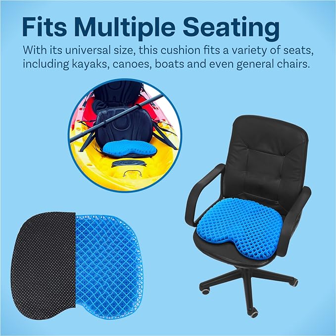 MMOBIEL Anti-Slip Kayak Seat Cushion Waterproof Kayak Gel Seat Cushion – Portable Sit in for Kayak, Boat, Canoe, Rowing etc. – Pressure Relief & Comfort Seat Cushion - Kayak
