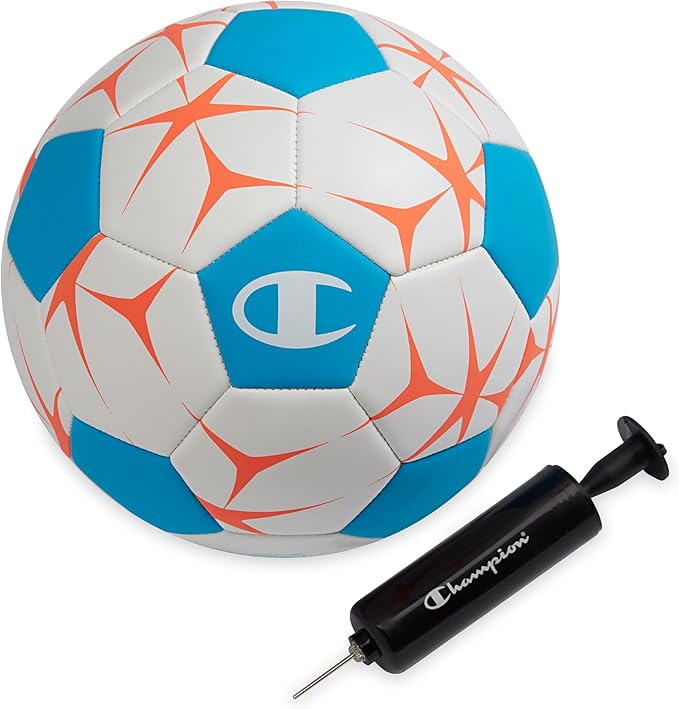 Champion Youth & Adult Soccer Ball - Paneled Design, Enhanced Control, Durable Cover & Butyl Bladder, for Indoor & Outdoor Training, Sizes 3, 4, 5, Includes 6" Pump