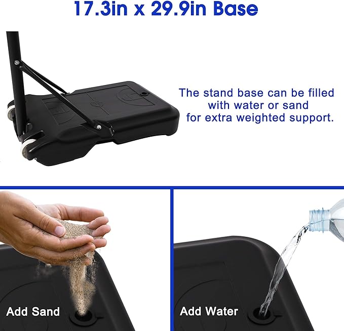 COLOR TREE Portable Basketball Hoop for Kids and Family - Indoor and Outdoor Basketball Goal System Height Adjustable 5ft to 6.8ft / 6.8ft to 8.5ft, 32in Backboard Basketball Stand with Wheels