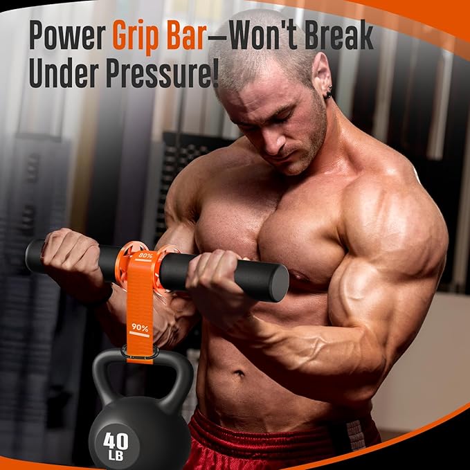 FitBeast Forearm Strengthener & Wrist Roller - Forearm Strength Trainer with Thickened Anti-Slip Grip Handles&Adjustable Strap, Perfect for Forearm Exercising, Boosting Grip Strength, Muscle Building