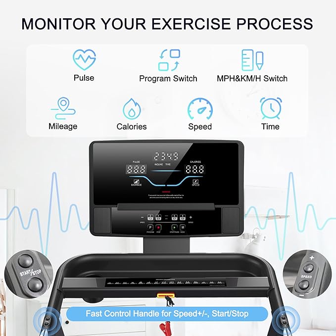 RUNOW Treadmill with Incline, Perfect as Treadmills for Home Walking and Running, Foldable Treadmill Support Bluetooth and Customized Programs, Easy Assembly Exercise Machine