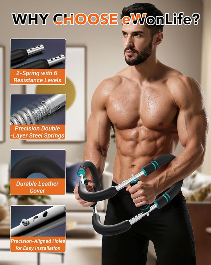 eWonLife Twister Arm Trainer - Adjustable 6 Resistance Level Arm & Chest Workout Equipment for Man Women Arm Trainer Chest Exerciser Portable Home Gym Equipment for Strengthen Upper Body