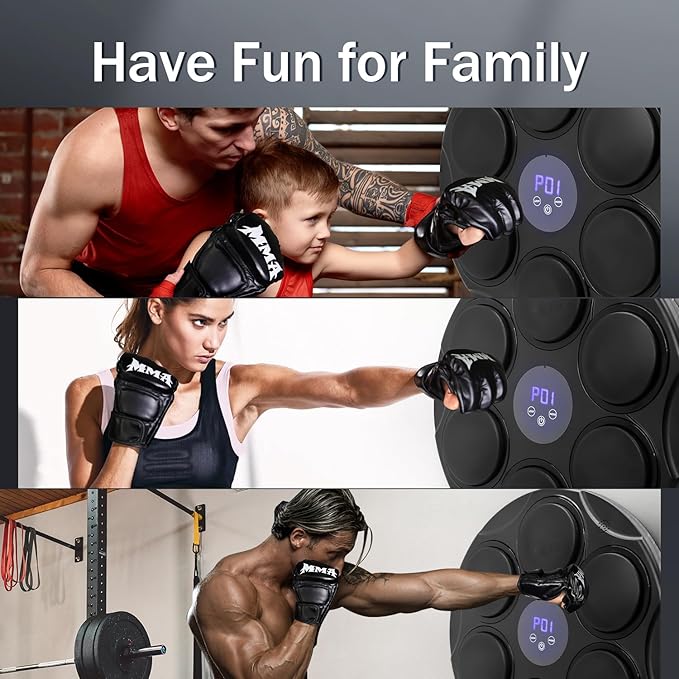 Music Boxing Machine with Gloves, Bluetooth Connection, Wall Punching Pad Boxing Trainer Musical Exercise Equipment for Gym, Office, Home for Workout.