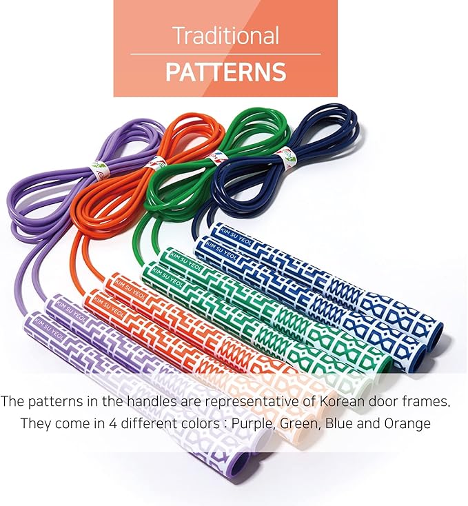 Skipping Jump Rope for Fitness Workout - Light Weight, Adjustable, Tangle Free, Excellent line control for Cardio Boxing, CrossFit, Training Exercise All Ages and Gender ( Special Luxury, KA-220, Made in Korea)