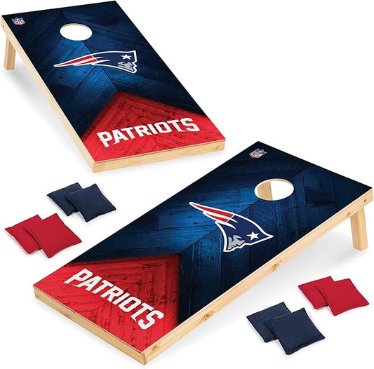 Wild Sports NFL Football 2' x 4' Regulation Size Solid Wood Cornhole Set with Direct Print HD Team Graphics Great Gift for Any Football Fan! Bean Bag Toss Family Outdoor Game