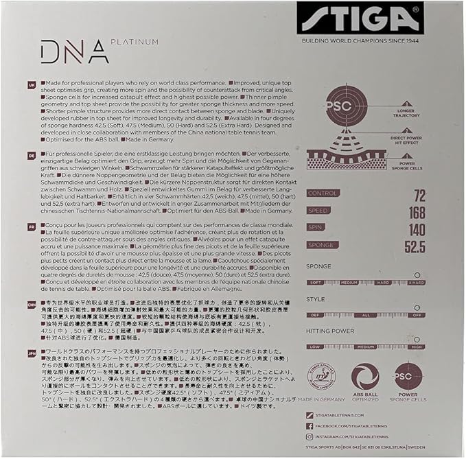 STIGA DNA Platinum XH Table Tennis Rubber | Extra Hard Professional Table Tennis Sheet for Maximum Control & Powerful Spins - Full Stroke Control