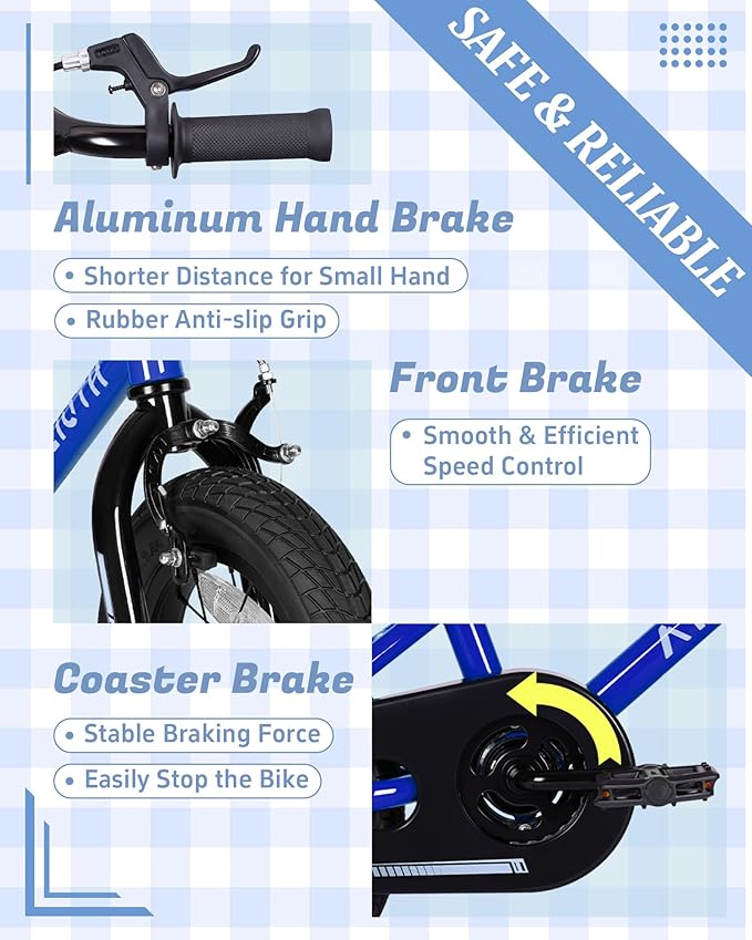 BMX Style Kids Bike for 2-8 Years Old Boys Girls Toddlers 12 14 16 Inches Bicycle with Training Wheels Coaster Brake, Multiple Color