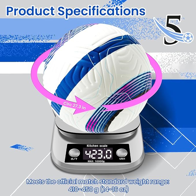 Official Match Soccer Ball Size 5 – Waterproof PU Leather, Includes Pump & Needles, Mesh Storage Bag for Easy Carry