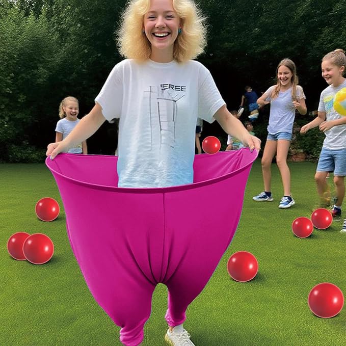 Granny Pants Yard Game Set - Giant Outdoor Party Game with 8 Bouncy Balls and Pump，Fun Family Reunion & Adult Yard Games for Groups