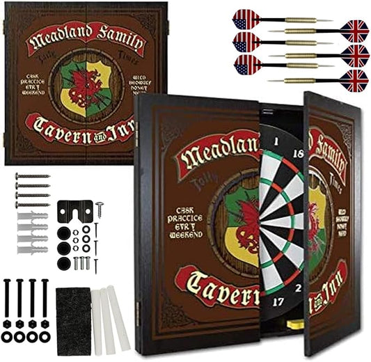 THOUSAND OAKS BARREL CO. | Personalized Dartboard & Cabinet Set with 6 Steel Tip Darts