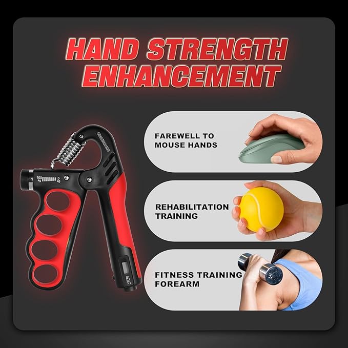 Grip Strength Trainer,Adjustable Resistance Forearm Strengthener,Five Fingers Hand Grips Strengthener with Digital Counter, Handgrip Strength Trainer, Hand Workout Grip