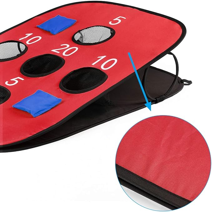 G4Free Portable Collapsible 5 Holes Cornhole Game Set with 8 Bean Bags Carrying Case Toss Game Size 3ft x 2ft for Camping Travel