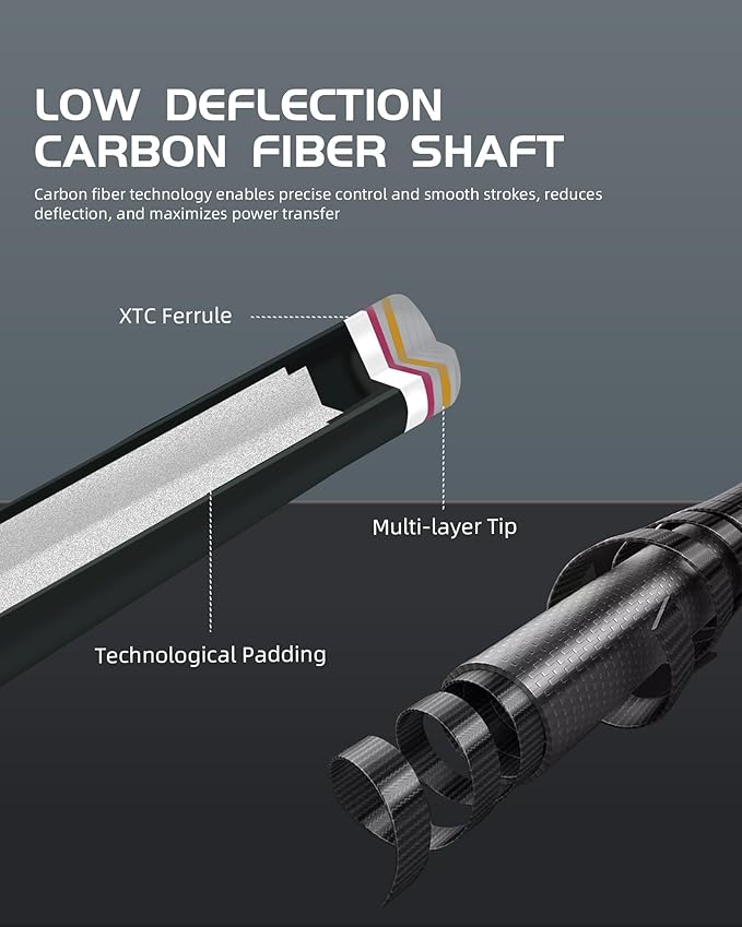 CRICAL Carbon Fiber Pool Cue COWCUE Series Low Deflection Billiards Cue Stick 58" Professional Pool Table Sticks for Adults -12.5mm Tip, Weight 19OZ (Adjustable), 3/8 * 8 Joint