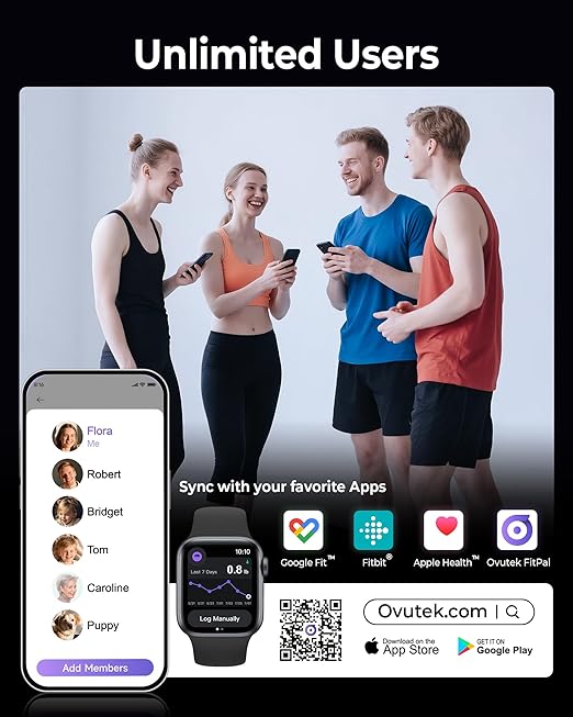 Ovutek Professional Smart Scale for Body Weight, BMI, Body Fat, Muscle Mass, Highly Accurate Body Composition Weighing Machine, Bathroom Digital Scale Large Display Sync with Fitness App, 450lb