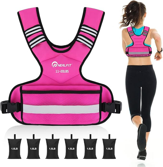 Weighted Vest for Women and Men, 5-10lb/11-20lb/18-30lb Adjustable Weighted Vest with Reflective Strip, Body Weight Vest for Walking, Running, Fitness, Strength Training