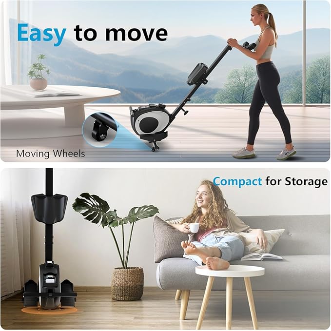 Rowing Machine for Home, Magnetic Rower Machine with Quiet Resistance, Foldable Rower for Home Use, Burn Fat & Sculpt Muscles